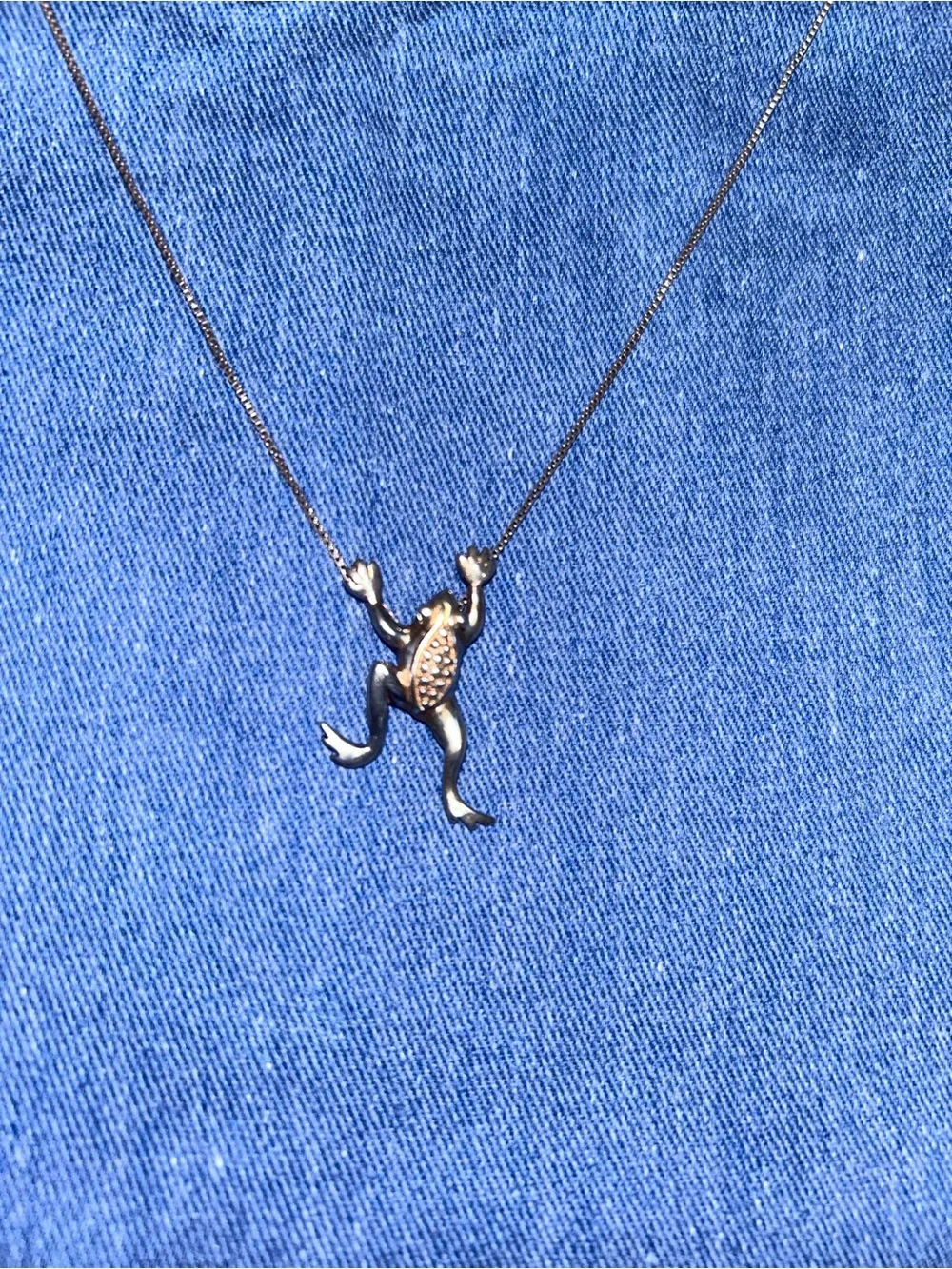 Sterling silver jumping frog necklace